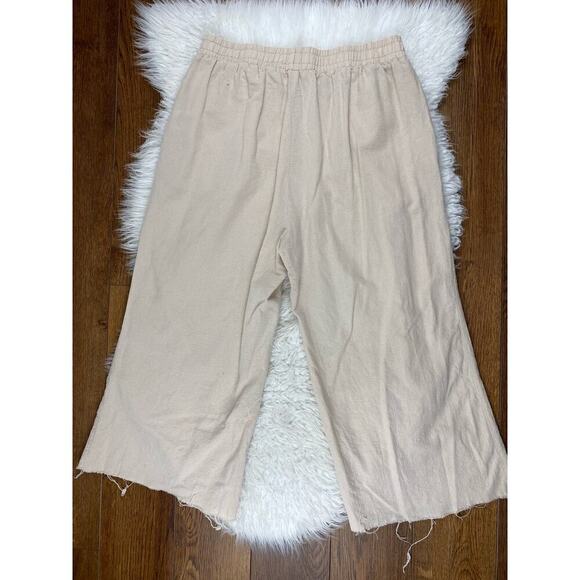 Cotton On Women's 10 Beige Elastic Waist Wide Leg Raw Hem Capri Pants - Picture 2 of 6